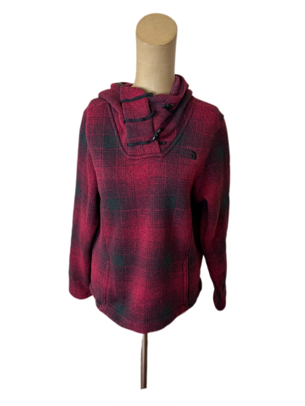 The North Face Crescent Women's Hooded Pullover Plaid Fleece Size Medium